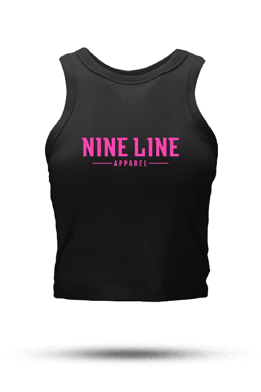 Women's Casual Tank Tops -Crop Tank - NLA Basic Pink Logo