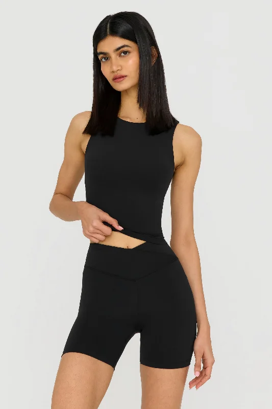 Women's Cami Tops with Pleated Front -DAYFLEX BUILT-IN SUPPORT TANK TOP - SHADOW BLACK Women's Cami Tops with Pleated Front -DAYFLEX BUILT-IN SUPPORT TANK TOP - SHADOW BLACK