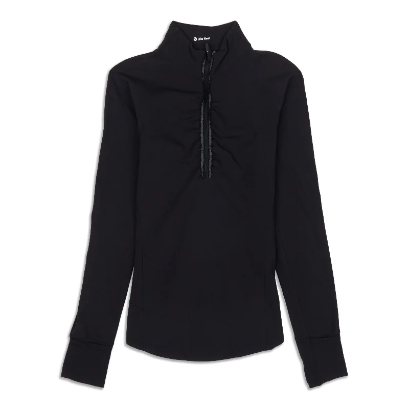 Women's Elegant and Stylish Long Sleeve T-shirt -Fast As Light Zip Long Sleeve Shirt - Resale
