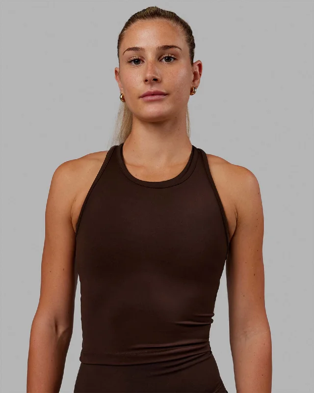 Women's Tunic Camisoles -Flow Racerback Tank - Dark Chocolate