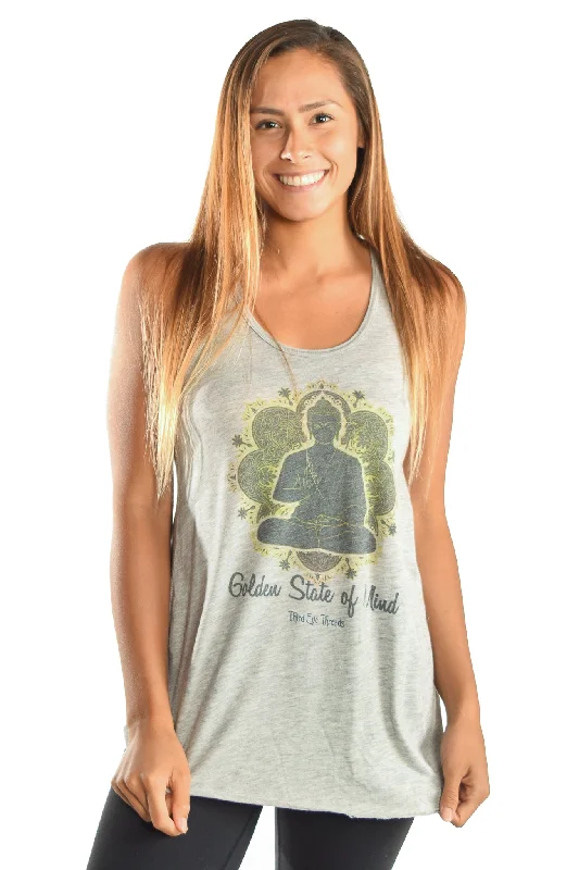 Women's Stylish Tank Tops with Simple Cuts -Flowy Tank Golden State of Mind Buddha