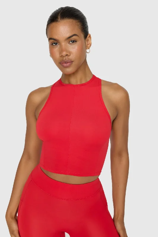 Women's Layering Tank Tops for Workouts -FORMTECH OPEN BACK RACER TANK - CHILLI RED