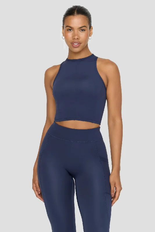 Women's Tank Tops for Warm-weather Activities -FORMTECH OPEN BACK RACER TANK - NAVY