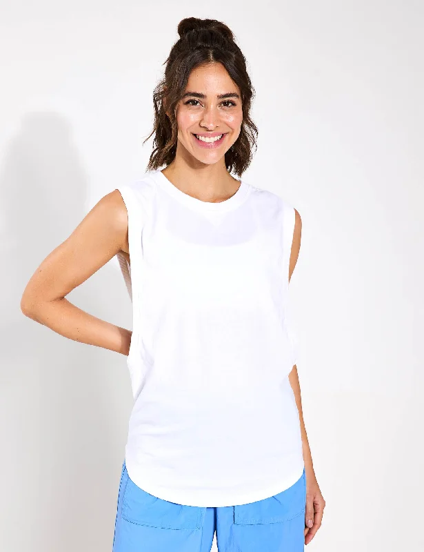 Women's Casual Camisoles with Ruffle Design -Spin Tank - White