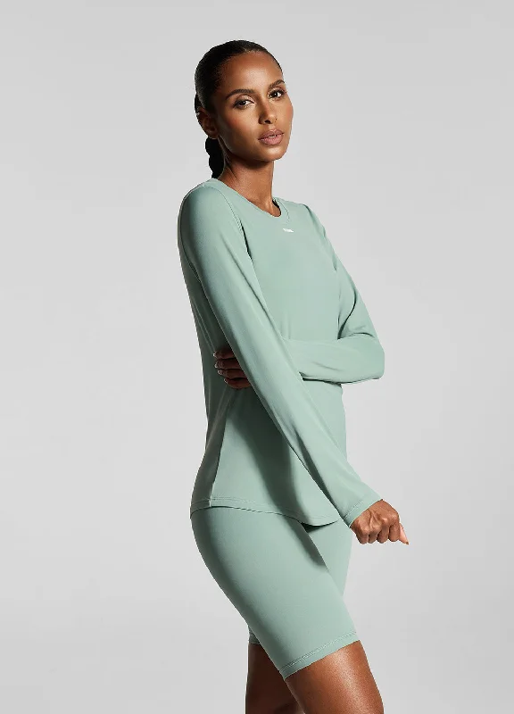 Trendy Women's Long Sleeve T-shirt -Fresh Green Long Sleeve