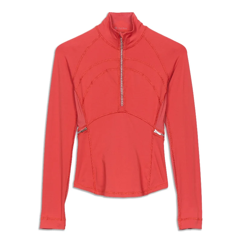 Women's Long Sleeve T-shirt with Text Print -Front Of The Pack Zip Long Sleeve Shirt - Resale