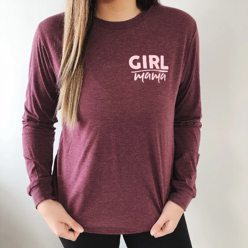 Women's Casual Long Sleeve Shirt for All-day Wear -Girl Mama • Heathered Maroon Long Sleeve Women's Casual Long Sleeve Shirt for All-day Wear -Girl Mama • Heathered Maroon Long Sleeve