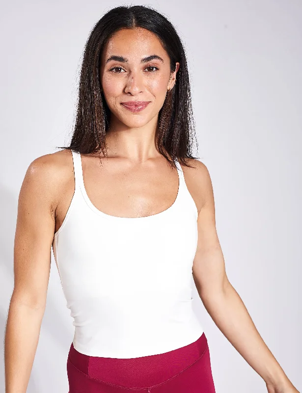 Women's Lace Cami Tops for Special Occasions -Gemma Scoop Tank - Ivory