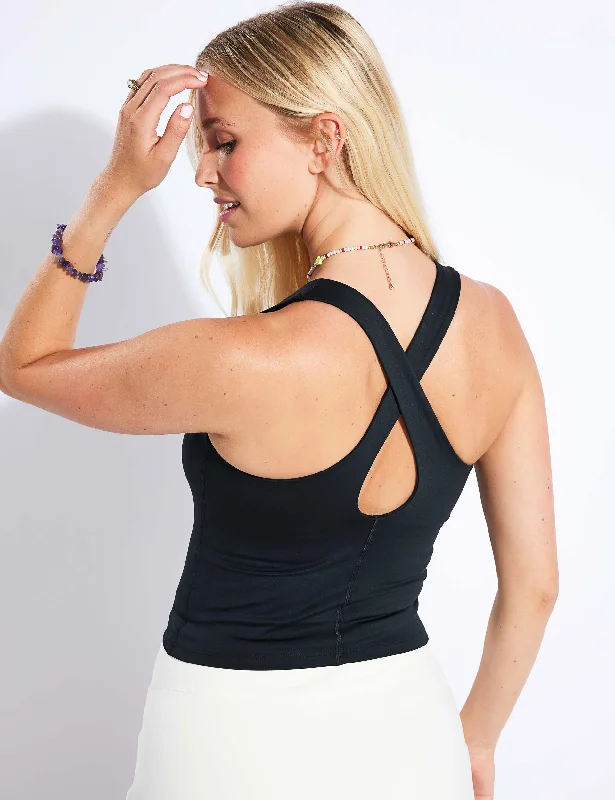 Women's Relaxed Tank Tops for Travel -Zoe Tank - Black