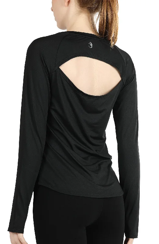 Women's Relaxed Fit Long Sleeve T-shirt for Travel -icyzone Long Sleeve Workout Shirts for Women - Open Back Athletic Tops, Running Yoga Shirts with Thumb Holes Women's Relaxed Fit Long Sleeve T-shirt for Travel -icyzone Long Sleeve Workout Shirts for Women - Open Back Athletic Tops, Running Yoga Shirts with Thumb Holes