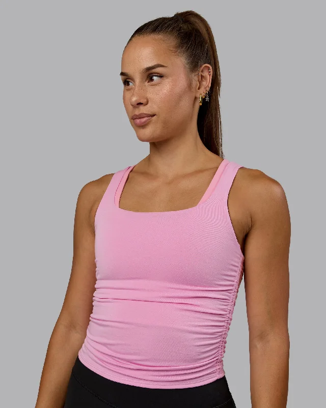 Women's Flowy Tank Tops for Breezy Days -Ignite Scrunch Side Tank - Bubblegum