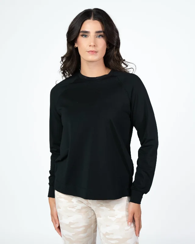 Women's Hoodie Long Sleeve T-shirt -Infinity Full Length Long Sleeve - Black