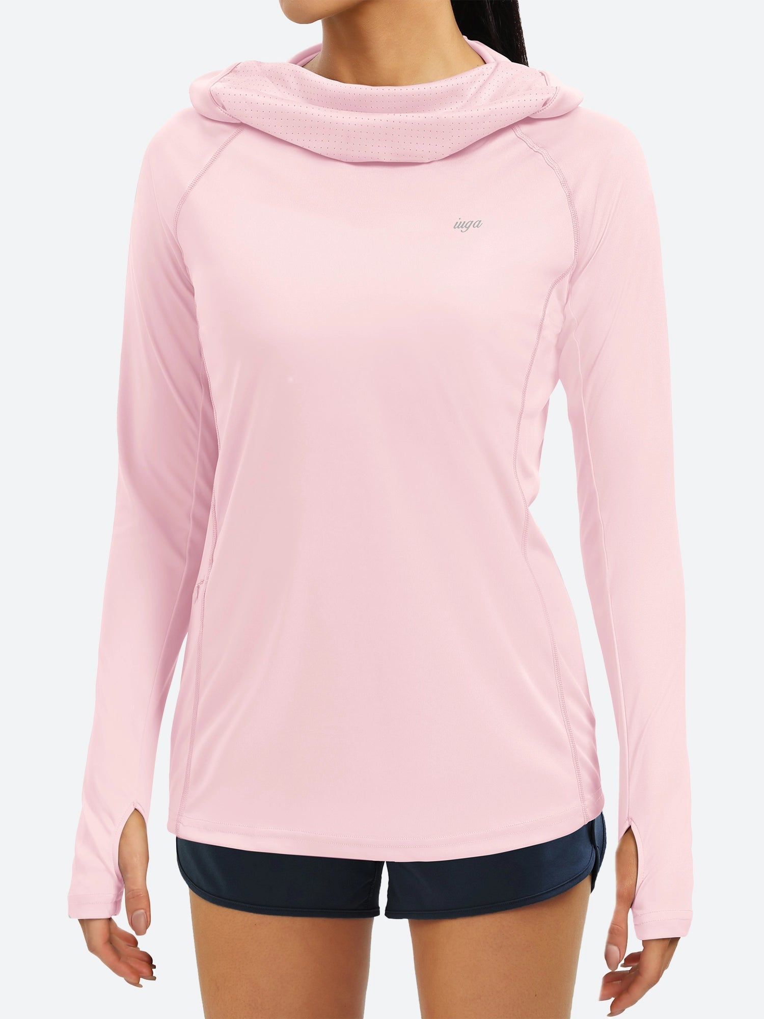 Women's Classic Long Sleeve T-shirt with Layered Fit -IUGA UPF 50+ Long Sleeve Sun Protection Shirts With Face Cover Women's Classic Long Sleeve T-shirt with Layered Fit -IUGA UPF 50+ Long Sleeve Sun Protection Shirts With Face Cover