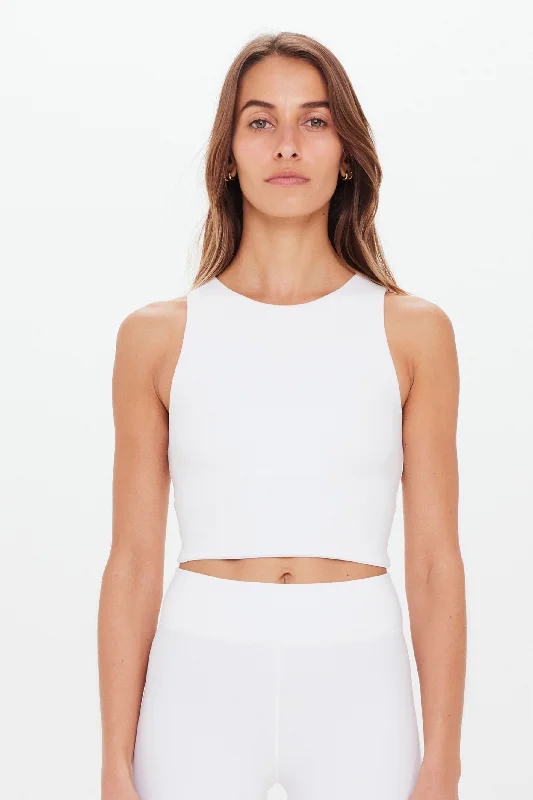 Women's Basic Sleeveless Tops -Jacinta Crop Tank - White
