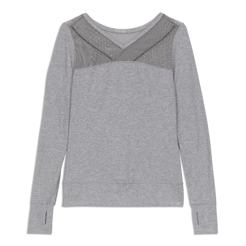 Women's Long Sleeve T-shirt with Button Detail -Just Breathe Long Sleeve Shirt - Resale