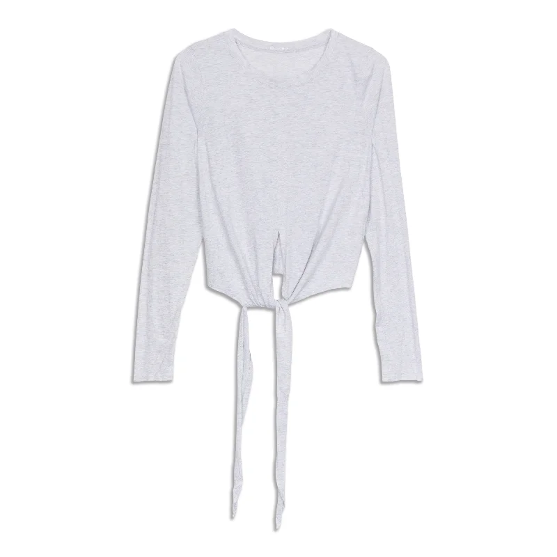 Women's Trendy V-neck Long Sleeve T-shirt for Comfort -Knot A Problem Long Sleeve Shirt - Resale Women's Trendy V-neck Long Sleeve T-shirt for Comfort -Knot A Problem Long Sleeve Shirt - Resale