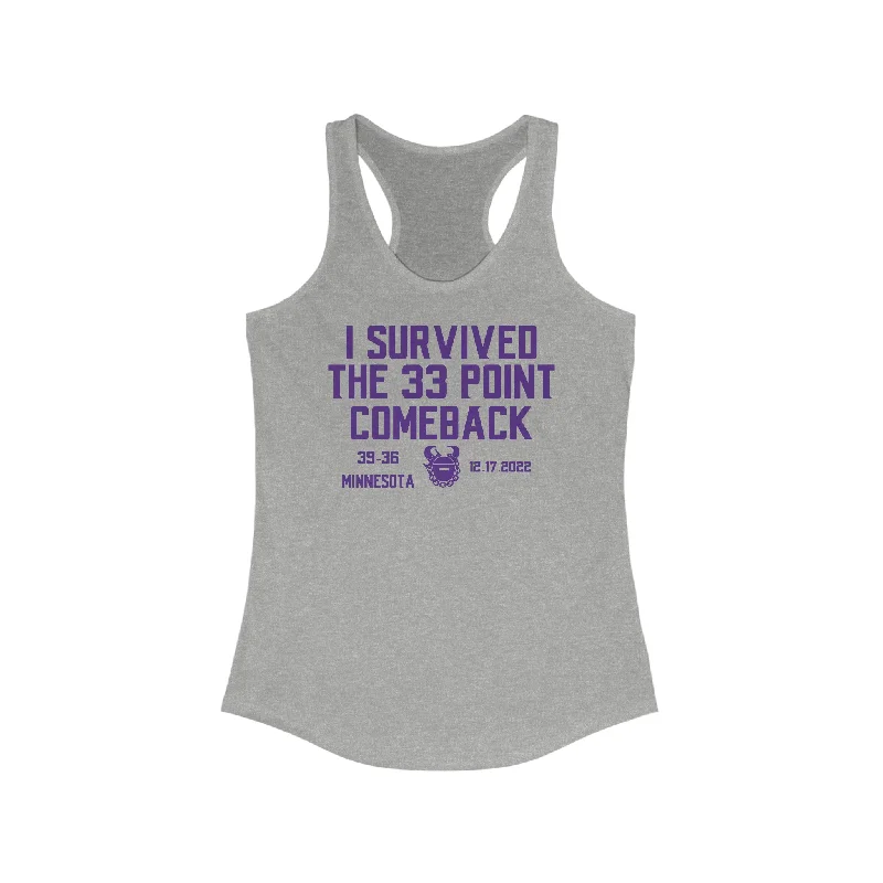 Women's Casual Sleeveless Tops -Ladies Ideal Racerback Tank - Survived the 33 Point Comeback