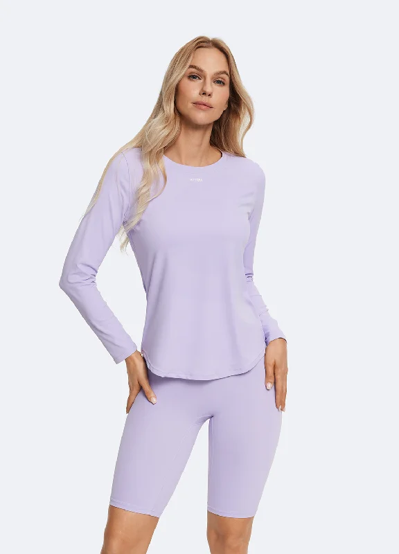 Casual Women's Long Sleeve T-shirt -Lavender Long Sleeve