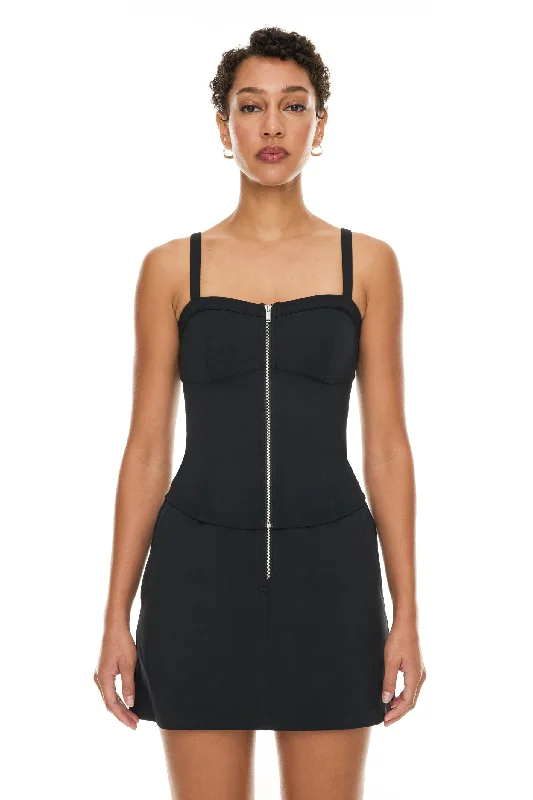Women's Simple Tank Tops for Summer -Lenox Knit Corset Tank - Black