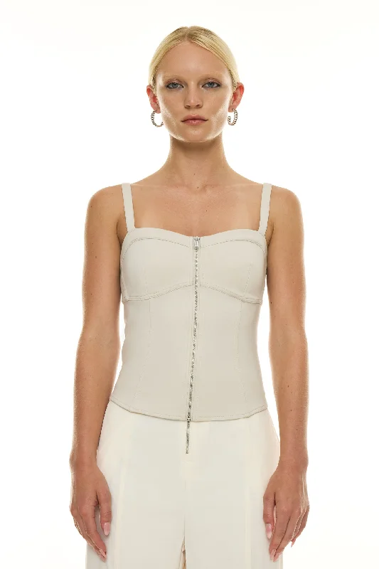 Women's Everyday Tank Tops -Lenox Knit Corset Tank - Pumice Stone