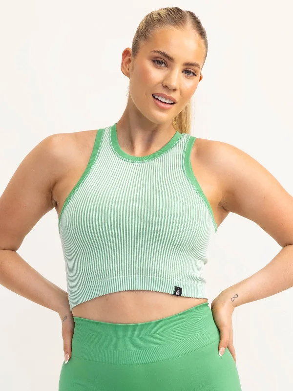 Women's Sexy Tank Tops -Lift 2.0 Rib Seamless Tank - Apple Green/White