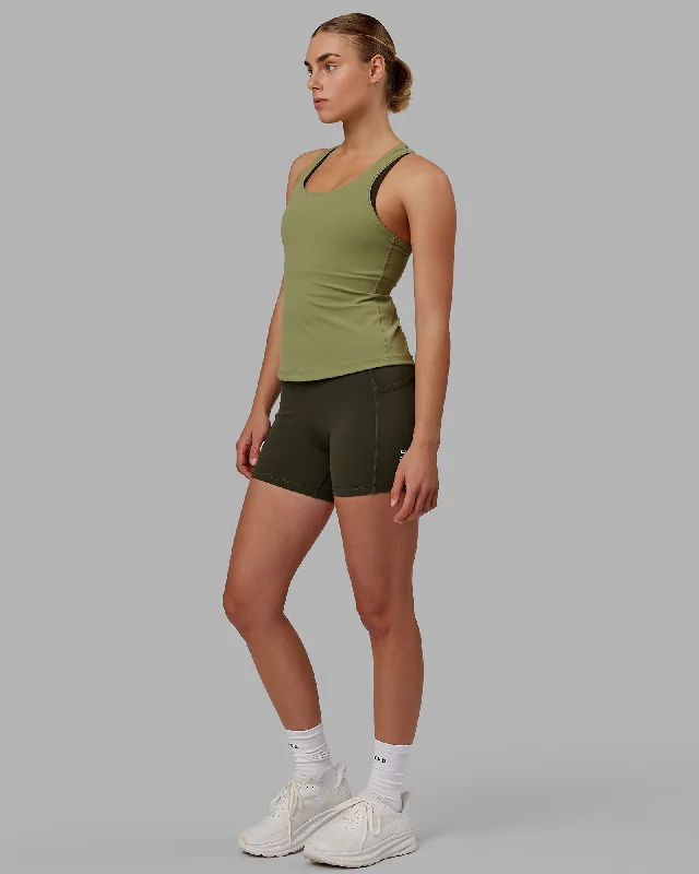 Women's Tank Tops with Tie Detail -Lift Performance Tank - Moss Stone