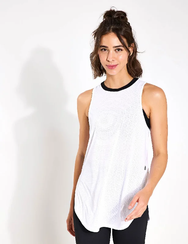 Women's Flowy Tank Tops with Feminine Touch -Zela Tank Top - White