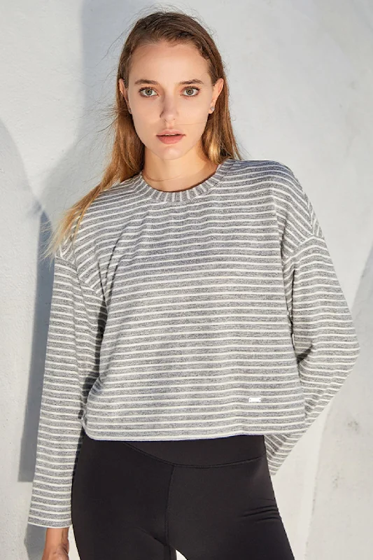 Women's Long Sleeve T-shirt for Active Days -Lina Stripped Long Sleeve