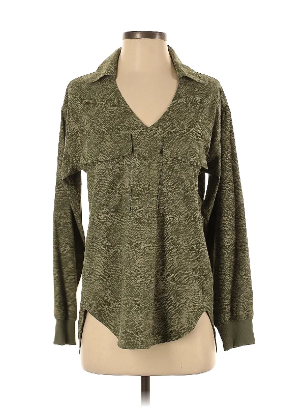 Women's Basic Long Sleeve T-shirt with Ribbed Details -Long Sleeve Blouse