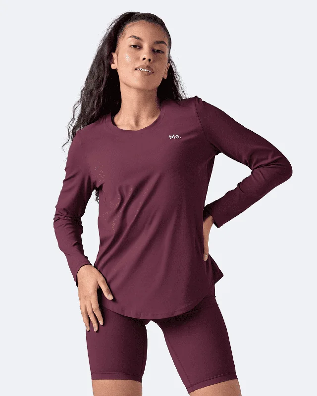 Comfortable Women's Long Sleeve T-shirt -Burgundy Long Sleeve
