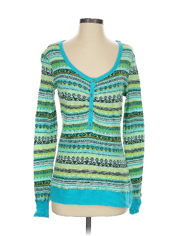 Women's Cozy Long Sleeve T-shirt for Layering Comfort -Long Sleeve Henley