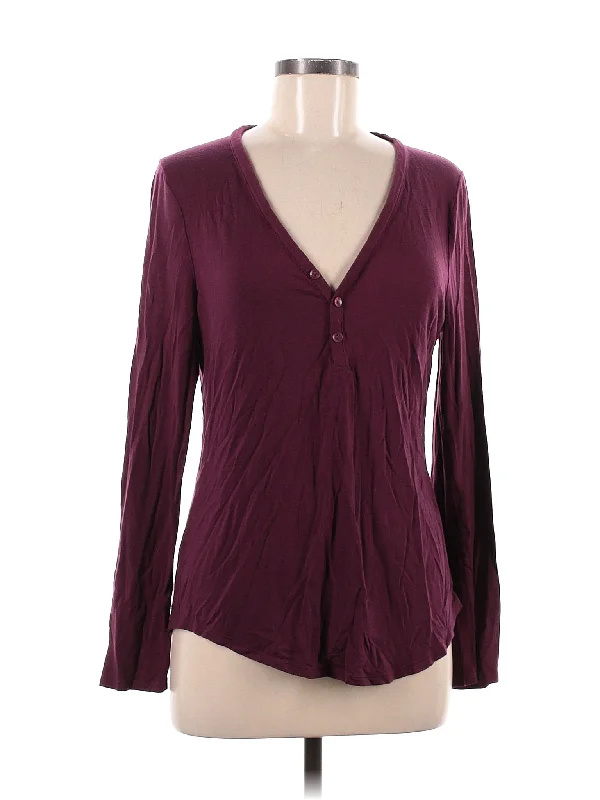 Women's Elegant Long Sleeve T-shirt for Any Season -Long Sleeve Henley