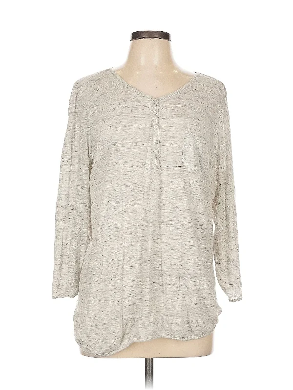 Women's Polished Long Sleeve T-shirt -Long Sleeve Henley