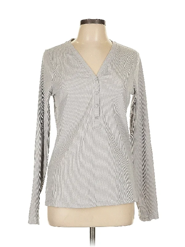 Women's Summer Long Sleeve T-shirt -Long Sleeve Henley