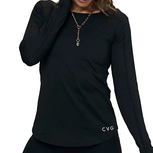 Women's Easygoing Long Sleeve Tee for Comfort -Performance Long Sleeve Shirt | Black Women's Easygoing Long Sleeve Tee for Comfort -Performance Long Sleeve Shirt | Black