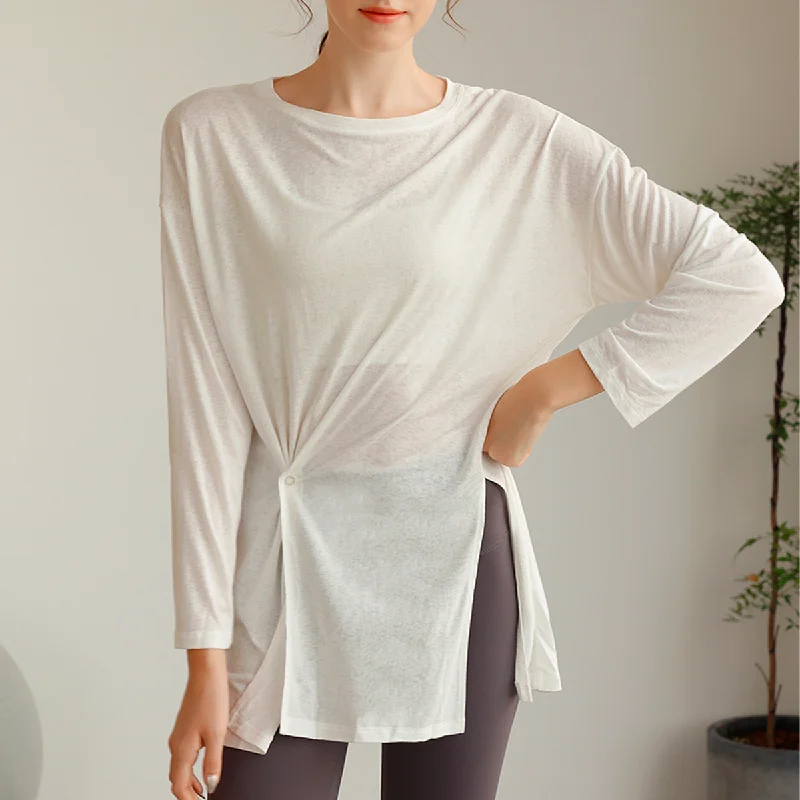 Women's Comfy Long Sleeve T-shirt for Lounge Wear -Long Sleeve Pullover