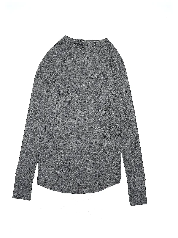Women's Trendy Long Sleeve T-shirt with Textured Details -Long Sleeve T Shirt