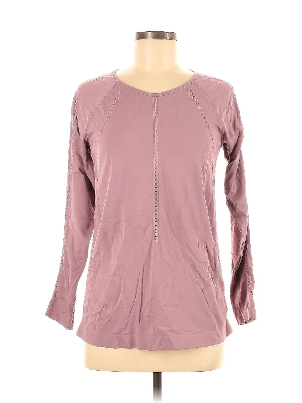 Women's Simple V-neck Long Sleeve T-shirt for Everyday Wear -Long Sleeve Top