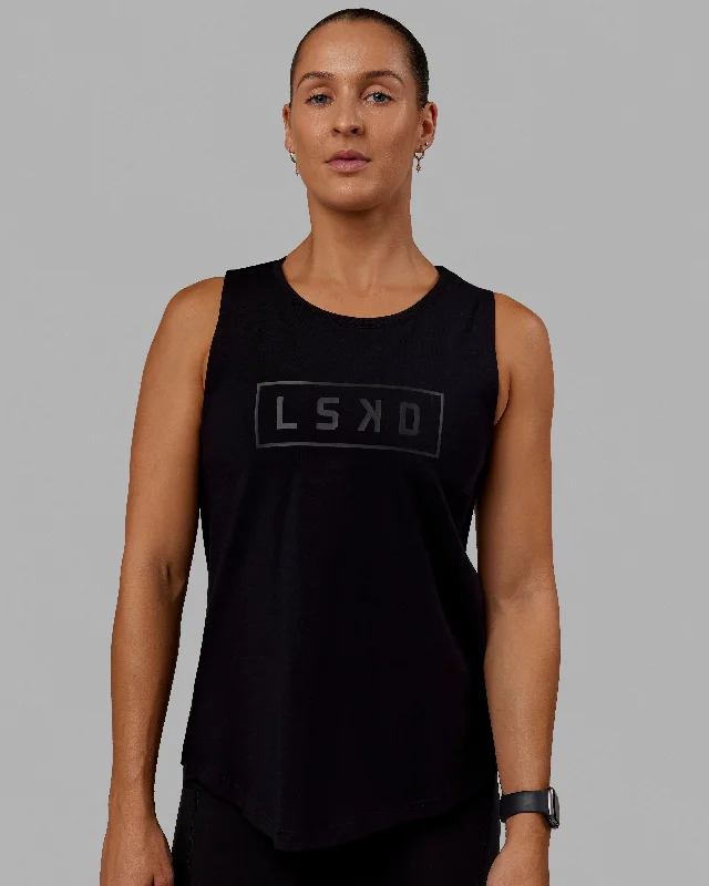 Women's Cami Tops for Sleepwear -Luna FLXCotton Longline Tank - Black-Black
