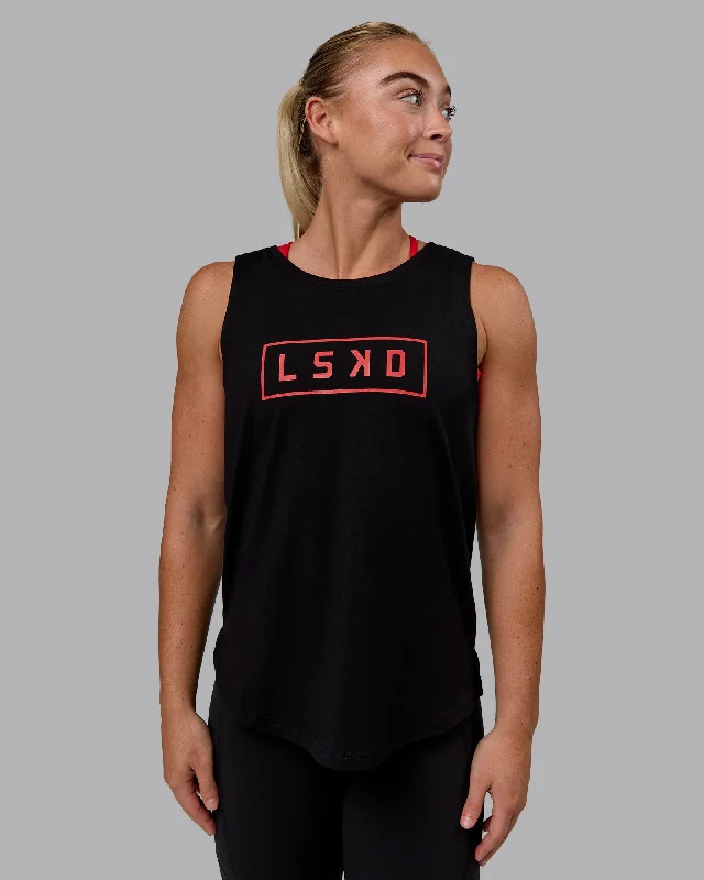 Women's Basic Camis for Summer Heat -Luna FLXCotton Longline Tank - Black-Crimson