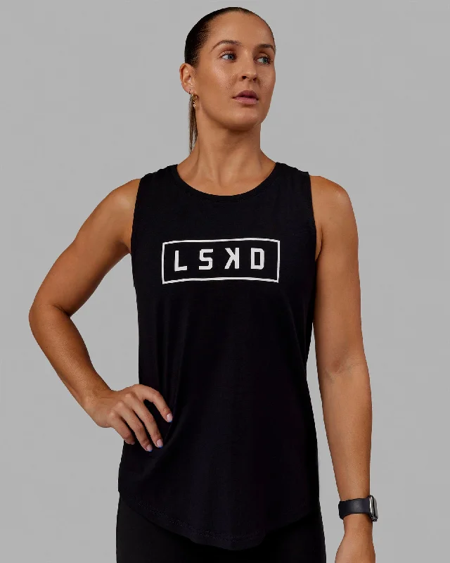 Women's Tank Tops for Beach -Luna FLXCotton Longline Tank - Black-White