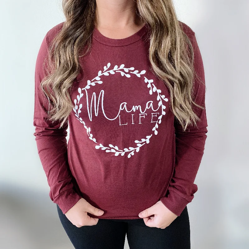 Women's High-quality Long Sleeve T-shirt -Mama Wreath • Long Sleeve
