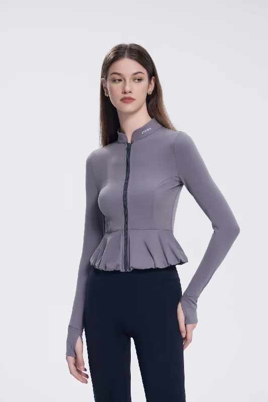 Women's Relaxed Long Sleeve T-shirt with Textured Print -Maple Bloom Long Sleeve Jacket Women's Relaxed Long Sleeve T-shirt with Textured Print -Maple Bloom Long Sleeve Jacket