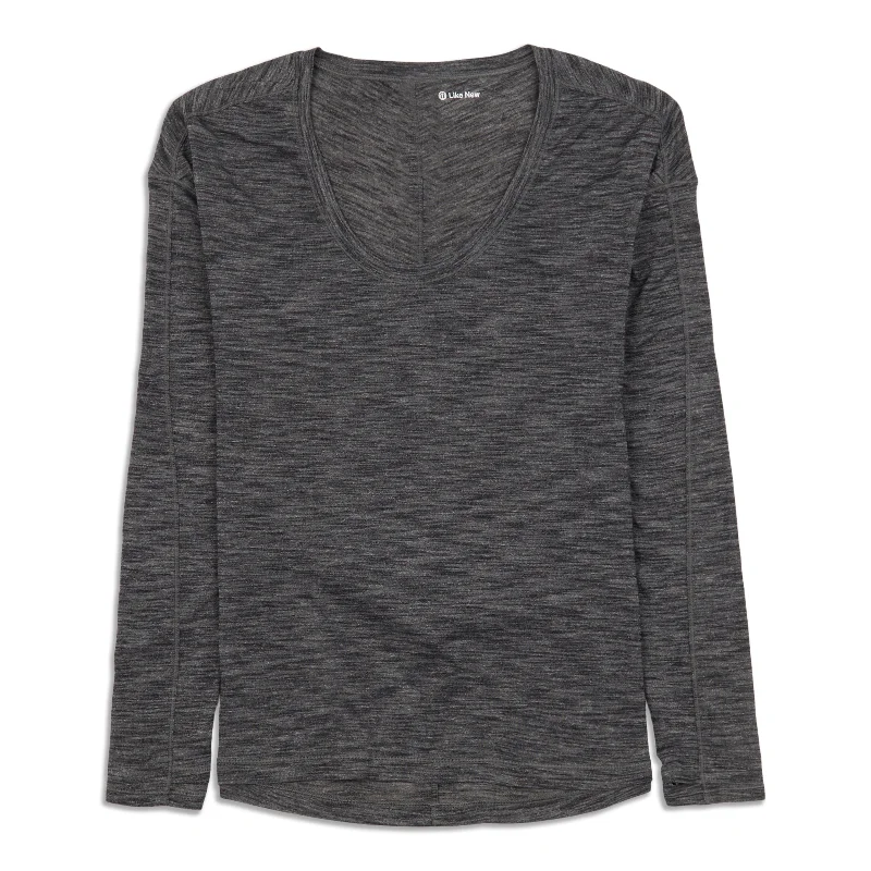 Women's Comfortable V-neck Long Sleeve Shirt for Casual Wear -Meant To Move Long Sleeve Shirt - Resale Women's Comfortable V-neck Long Sleeve Shirt for Casual Wear -Meant To Move Long Sleeve Shirt - Resale
