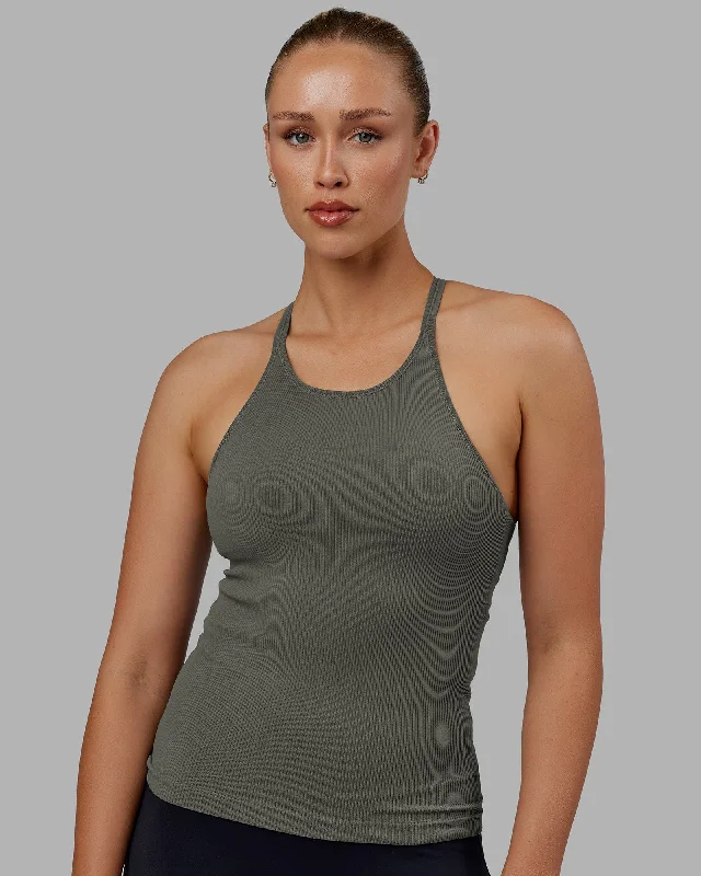 Women's Comfortable Camis for Sleep -Minimal Seamless Ribbed Tank - Graphite