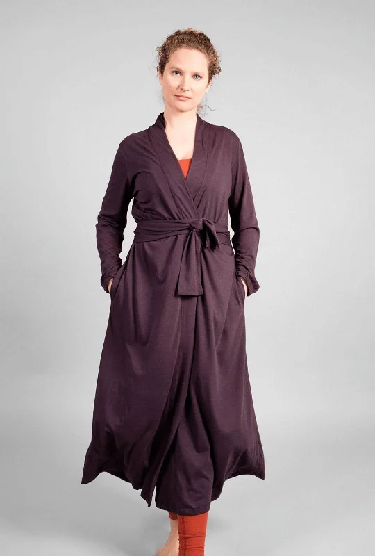 Kimono with Delicate Embellishments-Mizar Kimono - Dark Purple