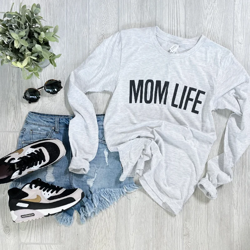 Women's Comfortable Everyday Long Sleeve T-shirt -MOM LIFE • Ash Long Sleeved