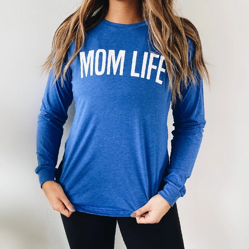 Women's Flattering Long Sleeve T-shirt -Mom Life • Royal Blue Long Sleeve