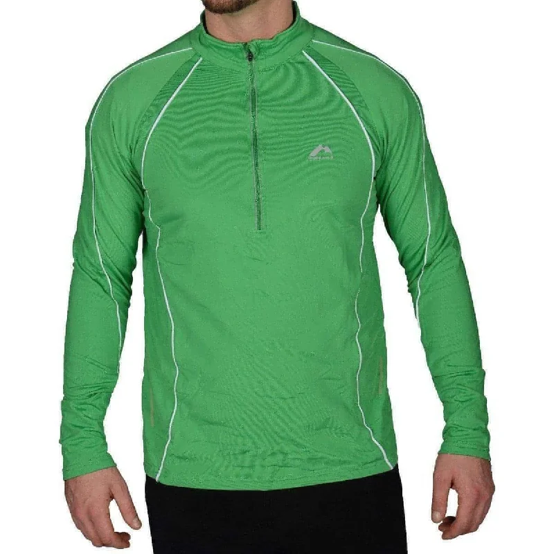 Women's Printed Long Sleeve Shirt -More Mile Alaska Half Zip Long Sleeve Mens Running Top - Green