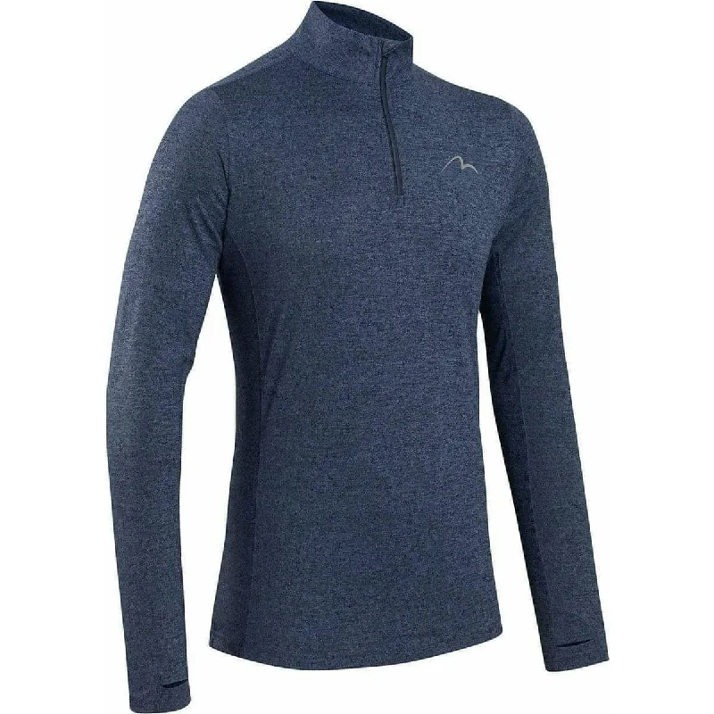 Women's Long Sleeve T-shirt for Running -More Mile Core Half Zip Long Sleeve Mens Running Top - Blue